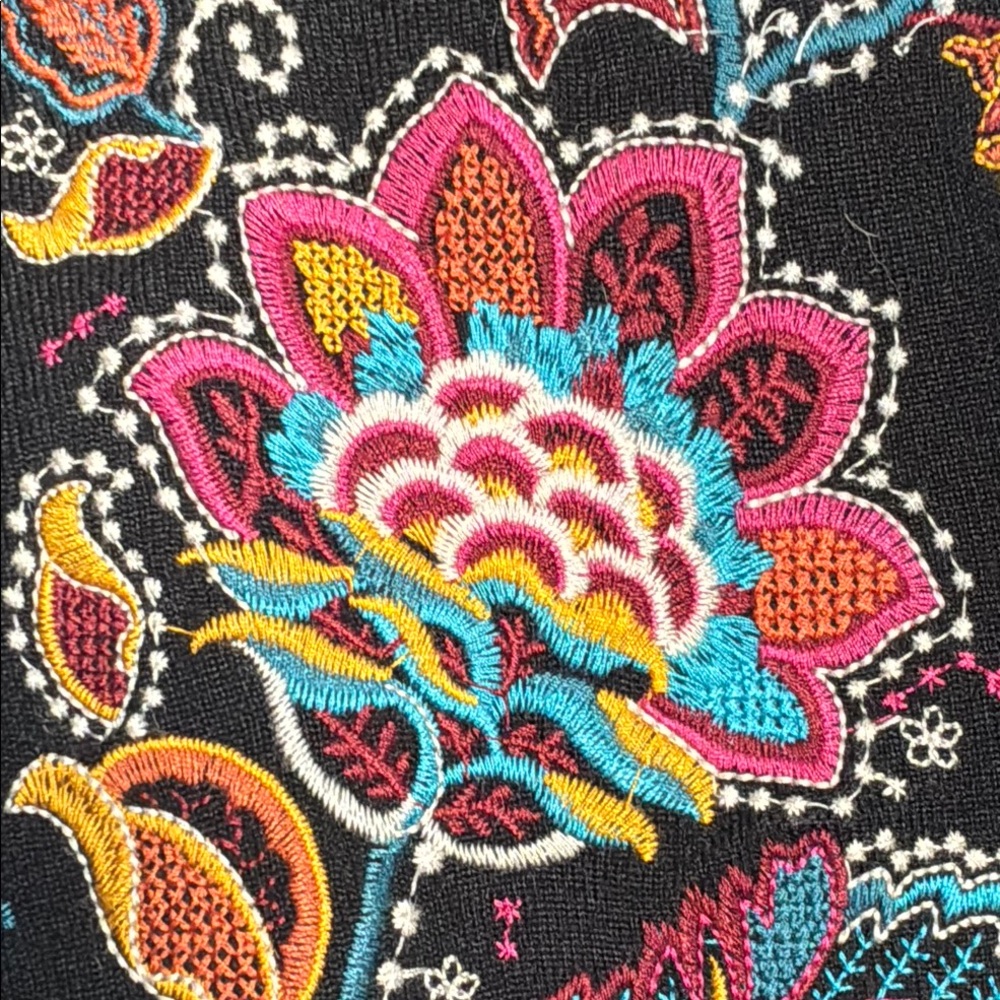 Savanna Jane Knit Black Sweater Top with Colorful Floral Embroidery - Picture 3 of 9